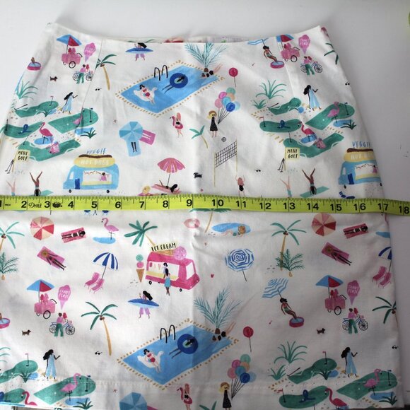 Love, Lilly size 00 Mini a-line skirt white summer fun beach scene print cotton - Picture 7 of 10